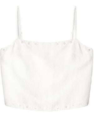 STAUD Kirra Button-Detail Top - White