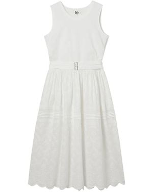 B+ AB Broderie-Anglaise Belted Midi Dress - White