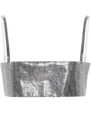 Nue Mirror Cropped-Top Mit Strass - Grau