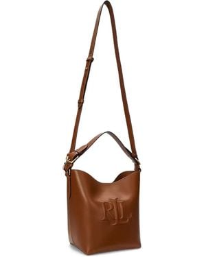 Ralph Lauren Witley Logo-Embossed Leather Bucket Bag - Brown