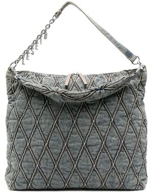 DIESEL Charm Denim Shoulder Bag - Grey
