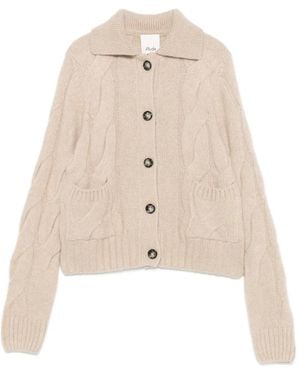 Allude Cable-Knit Button-Up Cardigan - Natural
