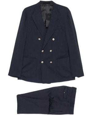 Eleventy Double-Breasted Chest-Pocket Suit - Blue
