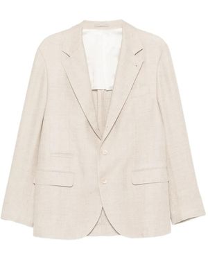 Brunello Cucinelli Buttoned Flap-Pocket Blazer - White