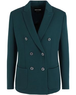 Giorgio Armani Notched-Lapels Double-Breasted Blazer - Green