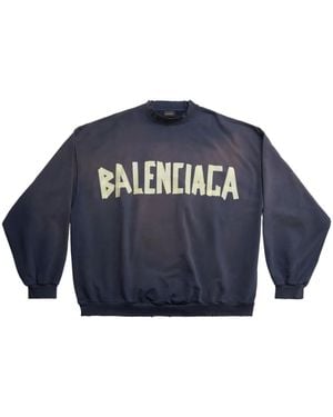 Balenciaga Sweat Tape Type À Col Rond - Bleu
