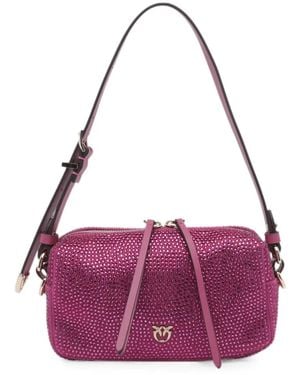 Pinko Mini Full Strass Boston Shoulder Bag - Purple