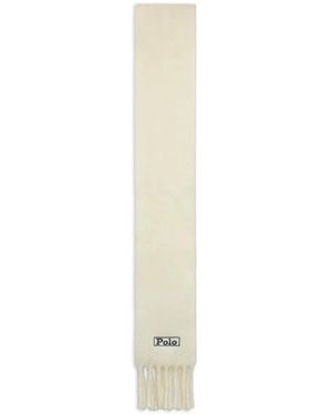 Polo Ralph Lauren Logo-Embroidered Fringed Scarf - White