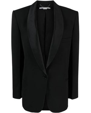 Stella McCartney Blazer Monopetto Con Revers A Lancia - Nero
