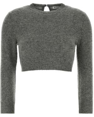 Jil Sander Cropped ribbed-knit sweater - Grau
