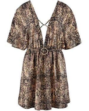Aubade Snake-Print Belted Dress - Brown
