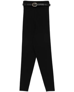 Self-Portrait Gebreide Broek Met Ceintuur - Zwart
