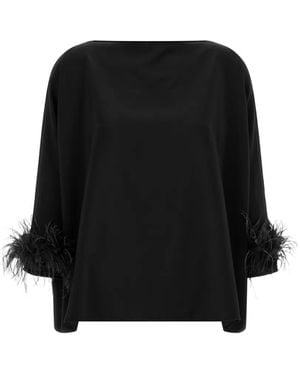 Gianluca Capannolo Blusa Laura Con Puños De Plumas - Negro