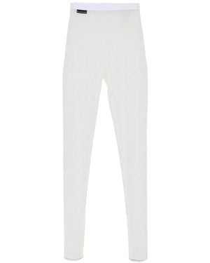 Marine Serre Flocked Mesh Tights - White