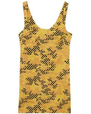Gcds Vestido Corto Estampado - Amarillo
