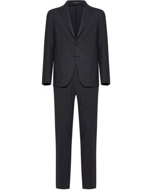 Tagliatore Peak-Lapels Patch-Pockets Suit - Black