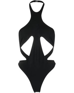 Mugler Cut-out Swimsuit Halter Neck - Black