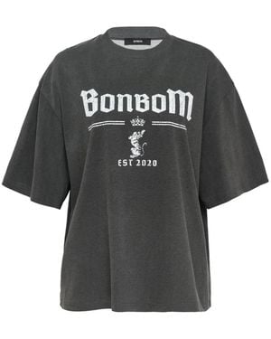 BONBOM Camiseta De Algodón Con Logo Estampado - Negro