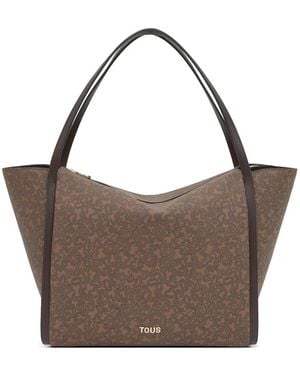 Tous Kaos Signature-Pattern Large Tote Bag - Brown