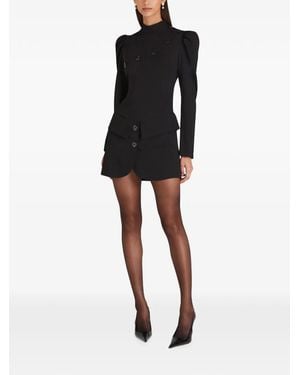 Violante Nessi Sculptural-Neckline Button-Embellished Mini Dress - Black