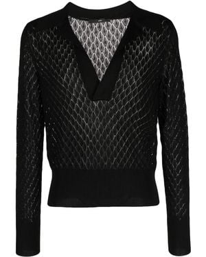 SAPIO V-neck Knitted Sweater - Black