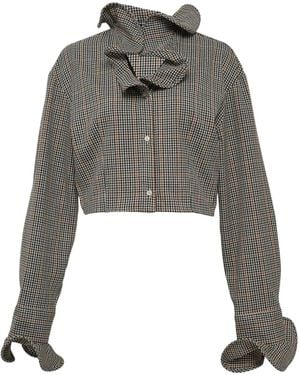 MSGM Bluse mit Rüschenkragen - Grau