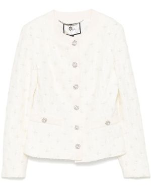 Nissa Embroidered Jacquard Jacket - White