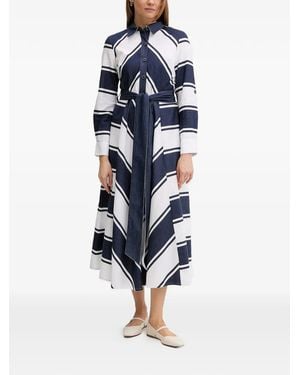 Joseph Ribkoff Striped Belted Midi Dress - Blue