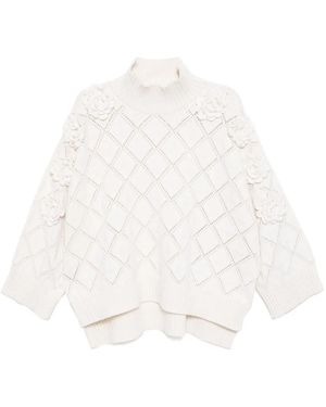 Elie Saab Pullover Mit Blumendetail - Weiß