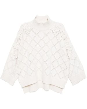 Elie Saab Flower Embellished Knit Jumper - White