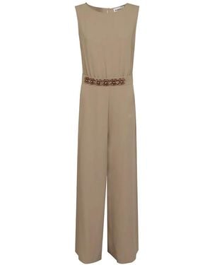 P.A.R.O.S.H. Panty Floral-Embellished Jumpsuit - Natural