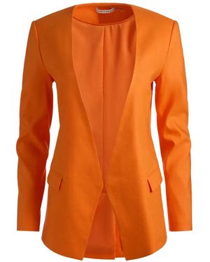 Alice + Olivia Collarless Angled Blazer - Orange