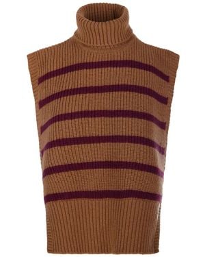 DAVANTINO Turtleneck Striped Vest - Brown