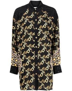 CAMILLA Graphic-Print Silk Shirt - Black
