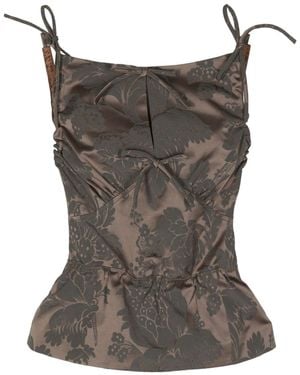 MERYLL ROGGE Floral-jacquard Corset Top - Brown