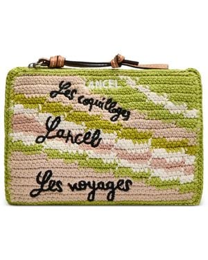 Lancel Small Summer Mania Crochet Zip Clutch Bag - Green