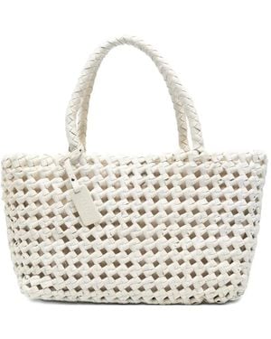 VISONA Regina Woven Tote Bag - White