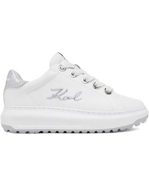 KARL LAGERFELD Glitter-Detail Lace-Up Trainers - White