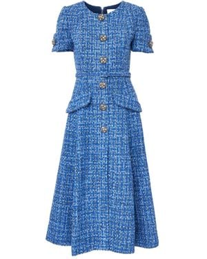 Carolina Herrera Tweed Midi Dress - Blue
