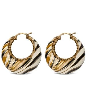 Roberto Cavalli Embossed-Logo Hoop Earrings - Metallic