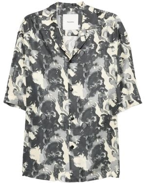 Nanushka Abstract-Print Short-Sleeve Shirt - Grey