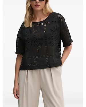 Sandro Ferrone Blusa con bordado de ojales - Negro
