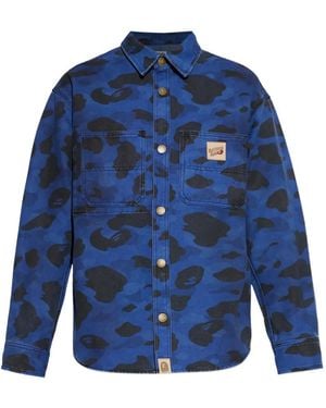 A Bathing Ape 1St Camo Camouflage Logo-Patch Shirt - Blue