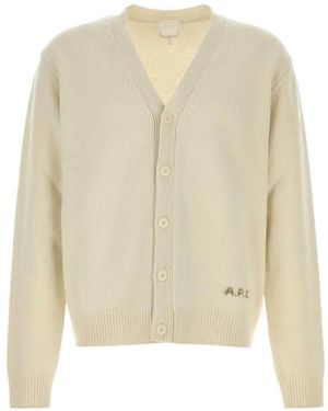 A.P.C. Kevin Logo-Embroidered Cardigan - White