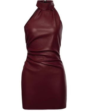 Lika Gedrapeerde Mini-Jurk Met Hoge Hals - Rood