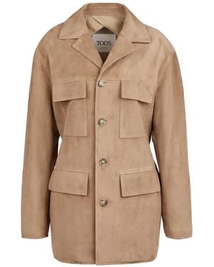 Tod's Pocket Leather Jacket - Natural