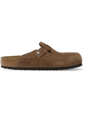 Birkenstock Boston Calf Suede Buckle-Fastening Mules - Brown