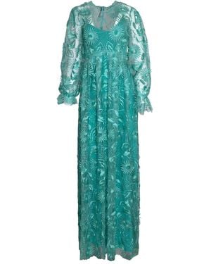 Alberta Ferretti Embroidered Tulle Maxi Dress - Green