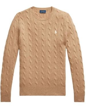 Polo Ralph Lauren Cable-Knit Embroidered-Logo Sweater - White