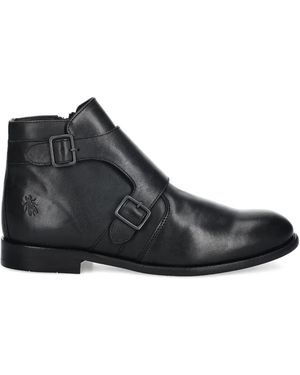Fly London Buckle-Detail Side-Zip Boots - Black